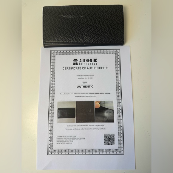 Fendi Black Embossed Leather Long Continental Wallet COA - Picture 14 of 15